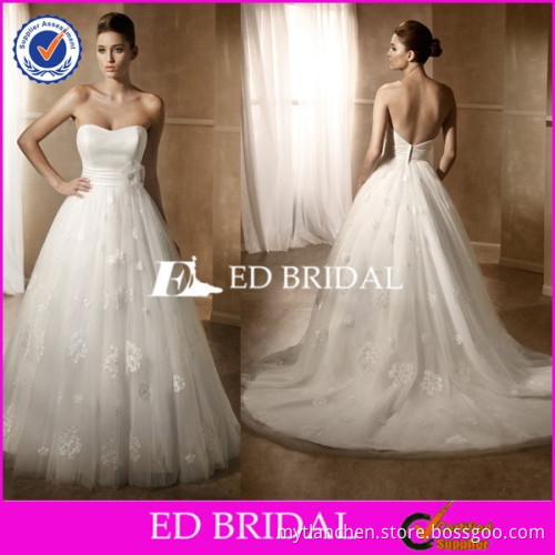 CE1007 New Arrival Strapless Backless Appliques Lace Japanese Bridal Wedding Dress